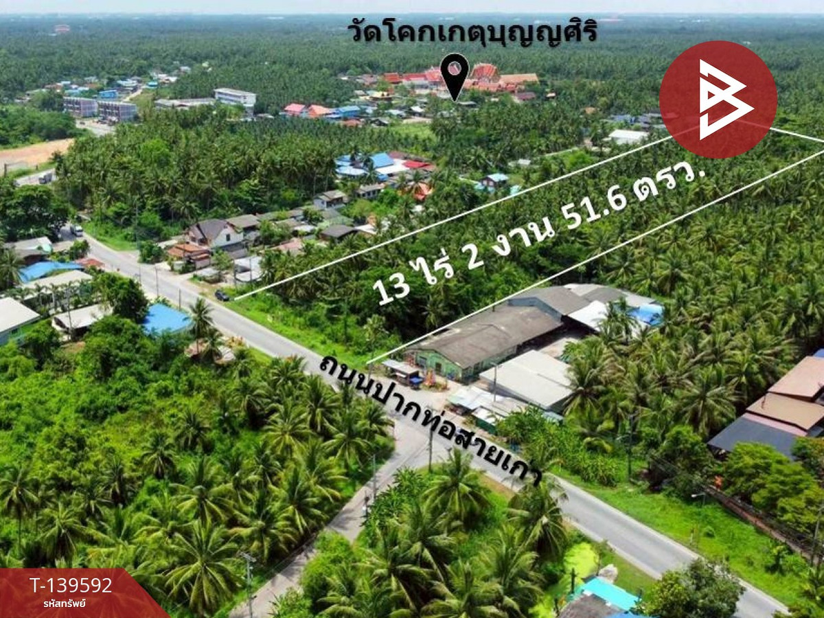 ขายที่ดินพร้อมสวน เนื้อที่ 13 ไร่ 2 งาน 51.6 ตร.วา อัมพวา สมุทรสงคราม