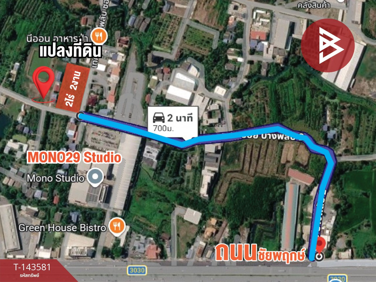 ขายที่ดิน เนื้อที่ 2 ไร่ 2 งาน ปากเกร็ด นนทบุรี